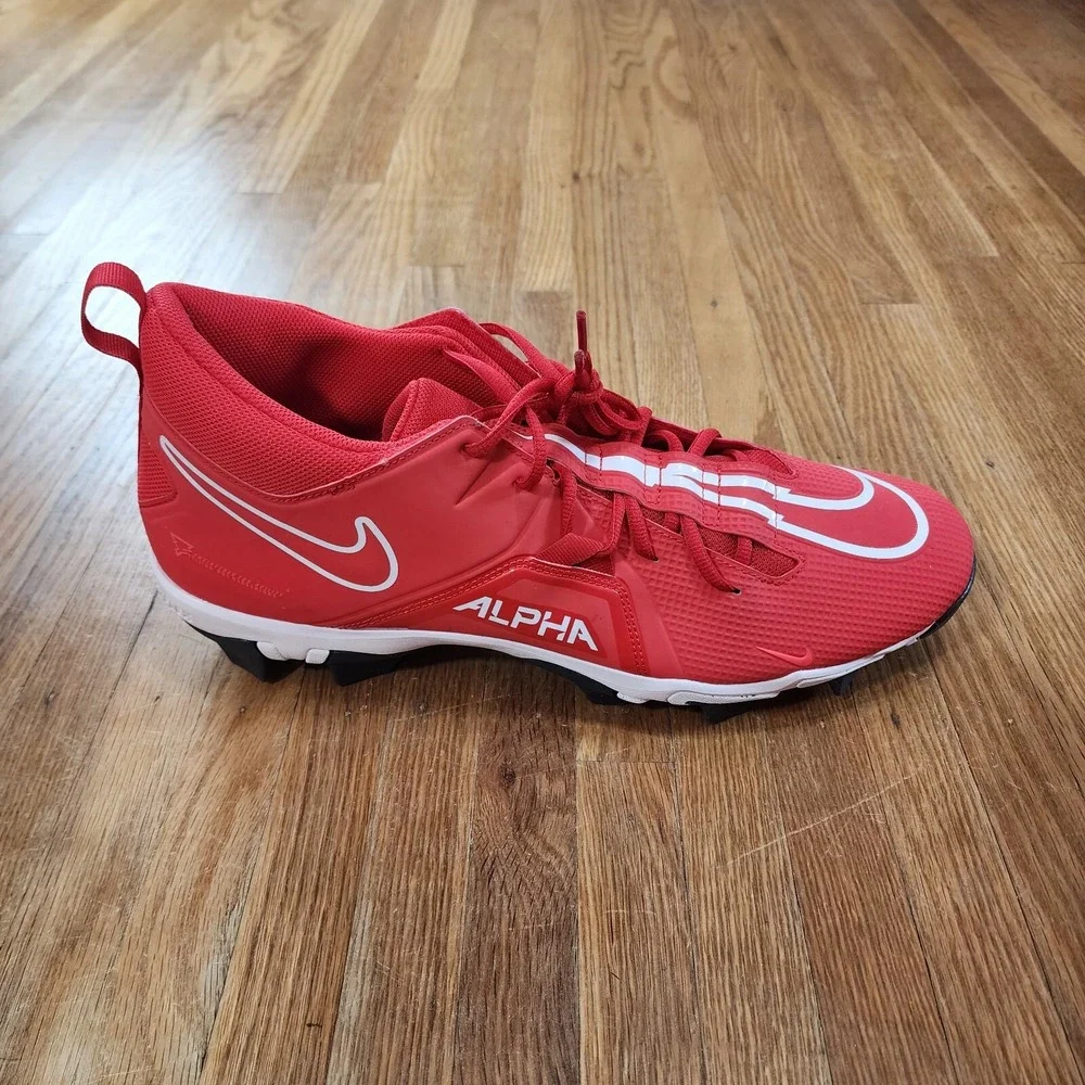 Nike Alpha Menace 3 Shark Mid Top Red Sneakers Football Cleats Mens Sz 16 NWOB